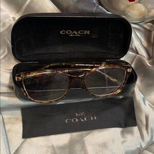 🌹VINTAGE COACH Tortoiseshell Brown Women's Eyeglasses with COACH Case & Cloth